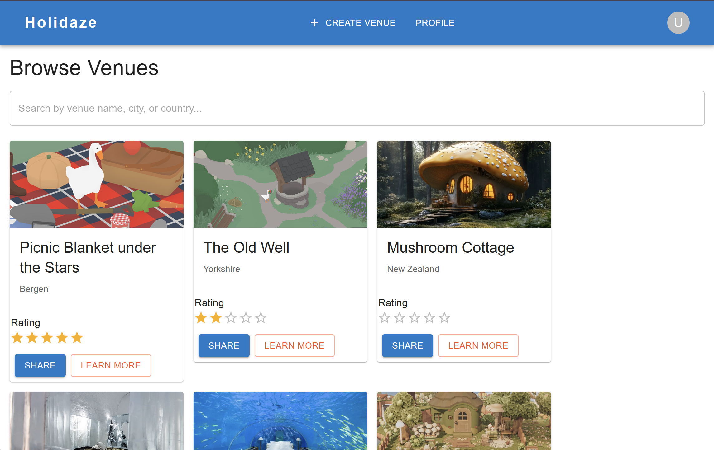 Holidaze booking platform screenshot